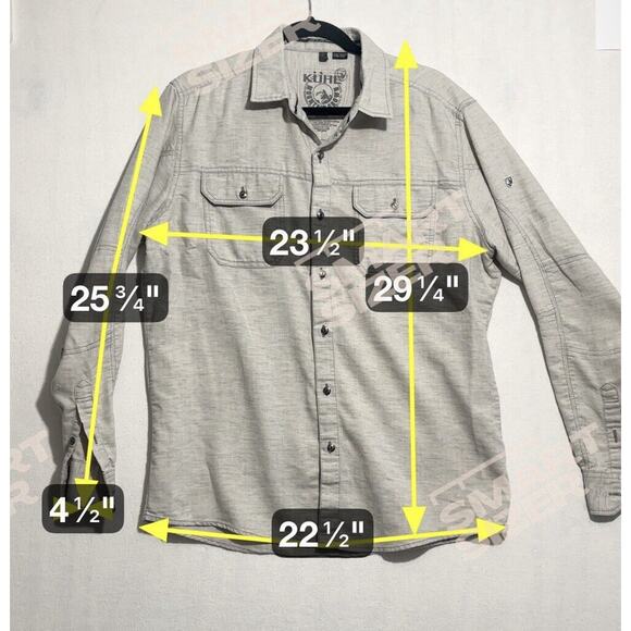 Kuhl Shirt Mens Large Gray Shiftr Granite Long Sleeve Button Up Linen Blend - Picture 3 of 14